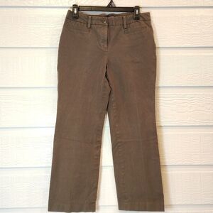 Talbots Cropped Pants Womens 8 Petite Green Curvy Mid Rise Stretch Career Wear